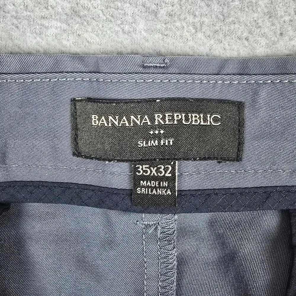 Banana Republic Mens 35x32 Gray Slim Fit Flat Front Chino Pants